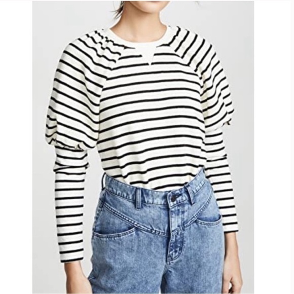 Saylor Auggie Puff Sleeve Striped Sweater Sweatshirt - Picture 1 of 12